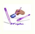 UV pero s neviditeľným atramentom a UV svetlom
